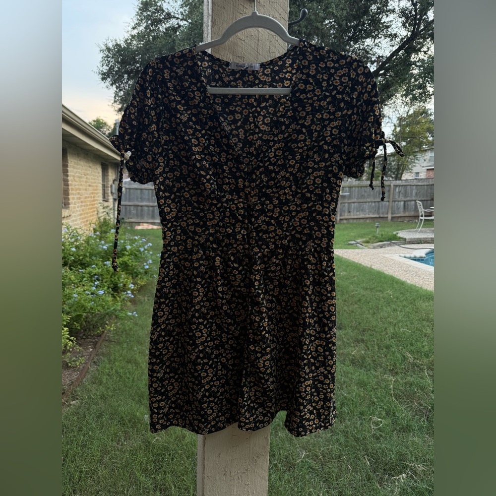 Purple Snow Black and White Puff Sleeve Mini Sundress